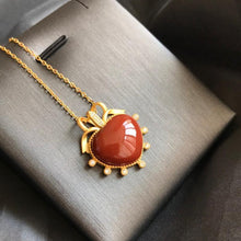 Load image into Gallery viewer, New Silver Inlaid Natural Southern Red Agate Heart Shaped Pendant Necklace Romantic Lovely Charm Women&#39;s Brand Jewelry
