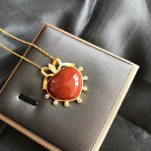 Load image into Gallery viewer, New Silver Inlaid Natural Southern Red Agate Heart Shaped Pendant Necklace Romantic Lovely Charm Women&#39;s Brand Jewelry
