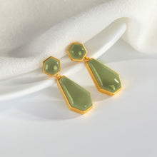 Load image into Gallery viewer, Lokaloca Silver Inlaid Natural Fine Jade Chalcedony Earrings
