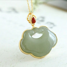 Load image into Gallery viewer, Silver Inlaid Natural Fine Jade Pendant Necklace Vintage Retro Unique Craft Charm Women&#39;s Jewelry
