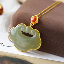 Load image into Gallery viewer, Silver Inlaid Natural Fine Jade Pendant Necklace Vintage Retro Unique Craft Charm Women&#39;s Jewelry
