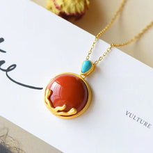 Load image into Gallery viewer, New Silver Inlaid Natural Fine Southern Red Agate Pendant Necklace Vintage Style Retro Unique Craft Women&#39;s Brand Jewelry
