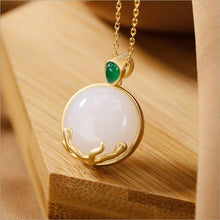 Load image into Gallery viewer, New Silver Inlaid Natural Fine White Jade Pendant Necklace Vintage Style Retro Unique Craft Women&#39;s Brand Jewelry
