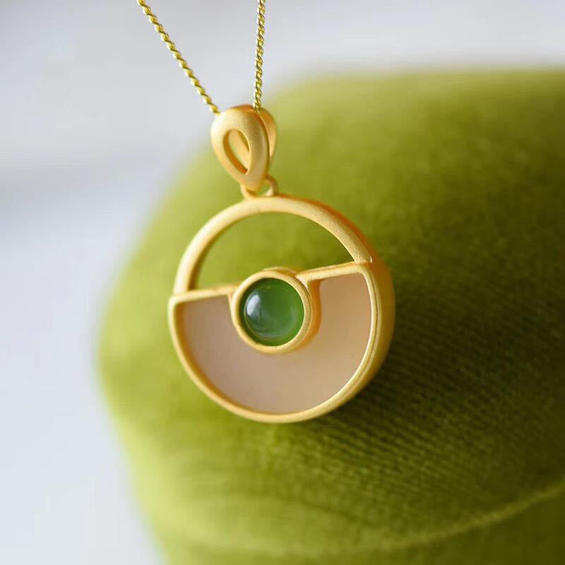 Silver Inlaid Natural Fine Jade Pendant Necklace Niche Design Crafts Women Charm Brand Jewelry