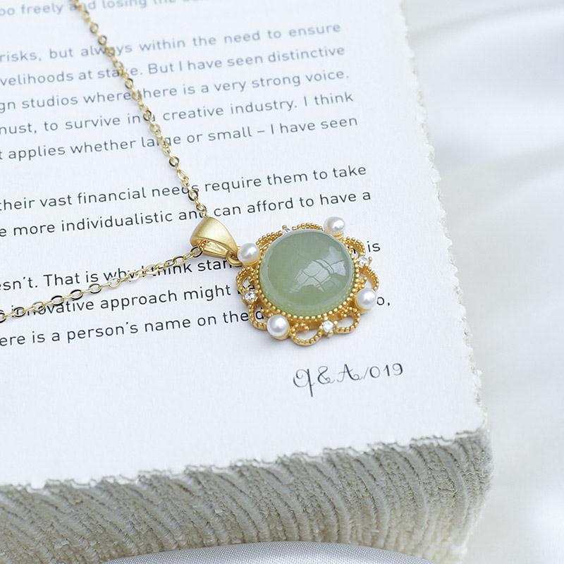 Lokaloca Natural Green Jade Pendant Necklace