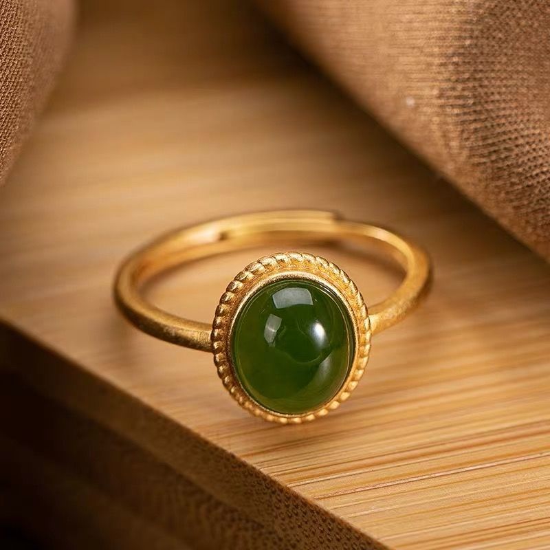 Lokaloca Natural Fine Jade Jasper Opening Adjustable Ring