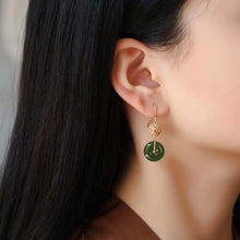 Load image into Gallery viewer, Lokaloca Silver Inlaid Natural Jade Earrings
