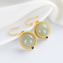 Load image into Gallery viewer, Silver Inlaid Natural Fine Jade Earrings Vintage Style Retro Elegant Luxury Charm Women&#39;s Jewelry
