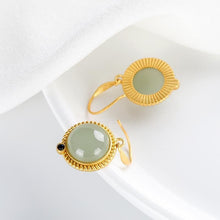 Load image into Gallery viewer, Silver Inlaid Natural Fine Jade Earrings Vintage Style Retro Elegant Luxury Charm Women&#39;s Jewelry
