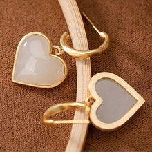 Load image into Gallery viewer, Lokaloca Natural Fine White Jade Heart Shaped Earrings
