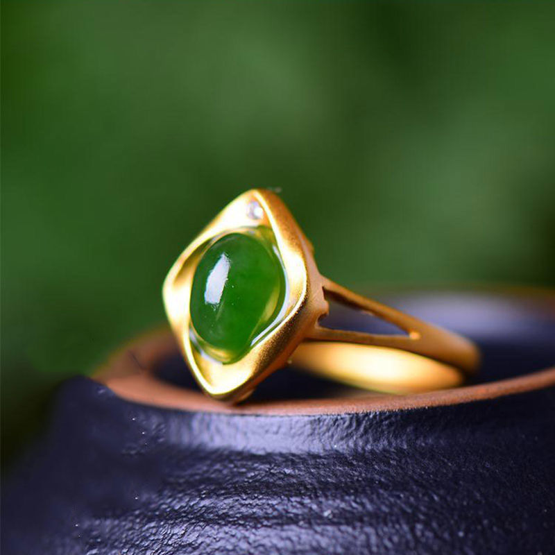 Lokaloca Natural Fine Jade Open Adjustable Ring