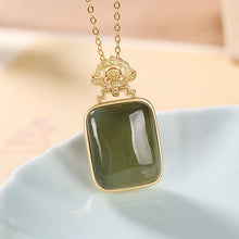 Load image into Gallery viewer, Lokaloca Silver Inlaid Natural Fine Jade Pendant Necklace
