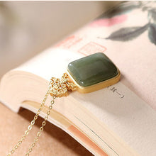 Load image into Gallery viewer, Lokaloca Silver Inlaid Natural Fine Jade Pendant Necklace
