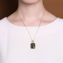 Load image into Gallery viewer, Lokaloca Silver Inlaid Natural Fine Jade Pendant Necklace
