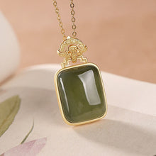 Load image into Gallery viewer, Lokaloca Silver Inlaid Natural Fine Jade Pendant Necklace
