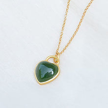 Load image into Gallery viewer, Lokaloca Natural Fine Jade Jasper Love Heart Pendant Necklace
