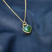 Load image into Gallery viewer, Lokaloca Natural Fine Jade Jasper Love Heart Pendant Necklace
