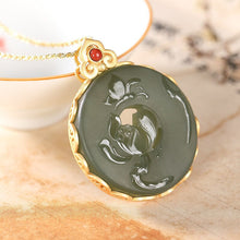 Load image into Gallery viewer, New Silver Inlaid Natural Fine Jade Lotus Pendant Necklace Vintage Retro Unique Craft Charm Women&#39;s Jewelry
