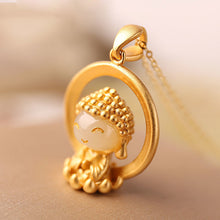 Load image into Gallery viewer, Silver Inlaid Natural Fine Jade Smiling Buddha Pendant Necklace Vintage Classical Unique Craft Luxury Women&#39;s Jewelry
