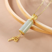 Load image into Gallery viewer, Silver Inlaid Natural Fine Jade Pendant Necklace Vintage Design Charm Women&#39;s Jewelry
