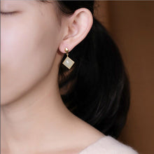 Load image into Gallery viewer, Lokaloca Silver Inlaid Natural Fine White Jade Chalcedony Earrings
