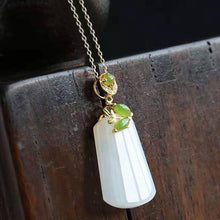 Load image into Gallery viewer, New Silver Inlaid Natural Fine White Jade Chalcedony Pendant Necklace Vintage Retro Charm Design Women&#39;s Jewelry
