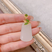 Load image into Gallery viewer, New Silver Inlaid Natural Fine White Jade Chalcedony Pendant Necklace Vintage Retro Charm Design Women&#39;s Jewelry
