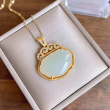 Load image into Gallery viewer, New Silver Inlaid Natural Fine White Jade Chalcedony Pendant Necklace Exquisite Charm Women&#39;s Jewelry
