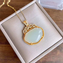 Load image into Gallery viewer, New Silver Inlaid Natural Fine White Jade Chalcedony Pendant Necklace Exquisite Charm Women&#39;s Jewelry
