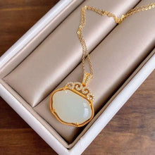 Load image into Gallery viewer, New Silver Inlaid Natural Fine White Jade Chalcedony Pendant Necklace Exquisite Charm Women&#39;s Jewelry
