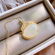 Load image into Gallery viewer, New Silver Inlaid Natural Fine White Jade Chalcedony Pendant Necklace Exquisite Charm Women&#39;s Jewelry
