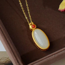 Load image into Gallery viewer, Silver Inlaid Natural Fine White Jade Oval Pendant Necklace Vintage Style Retro Charm Design Women&#39;s Jewelry
