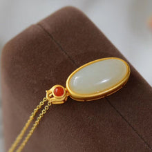 Load image into Gallery viewer, Silver Inlaid Natural Fine White Jade Oval Pendant Necklace Vintage Style Retro Charm Design Women&#39;s Jewelry
