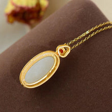 Load image into Gallery viewer, Silver Inlaid Natural Fine White Jade Oval Pendant Necklace Vintage Style Retro Charm Design Women&#39;s Jewelry
