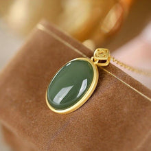 Load image into Gallery viewer, Lokaloca Natural Fine Jade Oval Pendant Necklace
