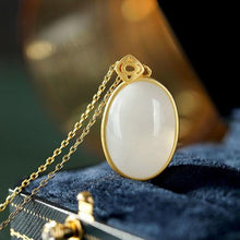 Load image into Gallery viewer, Lokaloca Natural Fine Jade Oval Pendant Necklace
