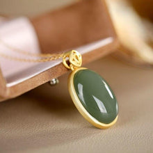 Load image into Gallery viewer, Lokaloca Natural Fine Jade Oval Pendant Necklace
