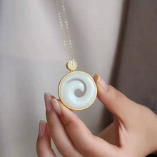 Load image into Gallery viewer, Silver Inlaid Natural Fine White Jade Pendant Necklace Unique Luxury Charm Women&#39;s Jewelry
