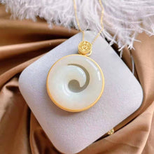 Load image into Gallery viewer, Silver Inlaid Natural Fine White Jade Pendant Necklace Unique Luxury Charm Women&#39;s Jewelry
