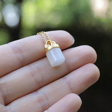 Load image into Gallery viewer, Silver Inlaid Natural Fine White Jade Cylinder Pendant Necklace Vintage Style Retro Elegant Women&#39;s Brand Jewelry
