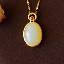 Load image into Gallery viewer, New Silver Inlaid Natural Fine White Jade Oval Pendant Necklace Vintage Style Retro Charm Women&#39;s Jewelry
