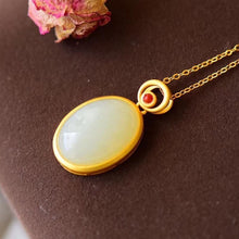 Load image into Gallery viewer, New Silver Inlaid Natural Fine White Jade Oval Pendant Necklace Vintage Style Retro Charm Women&#39;s Jewelry
