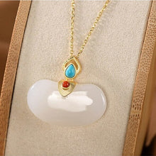 Load image into Gallery viewer, New Silver Inlaid Natural Fine White Jade Pendant Necklace Vintage Style Retro Unique Gilding Craft Women&#39;s Brand Jewelry
