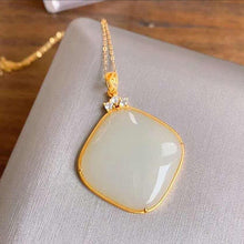 Load image into Gallery viewer, Silver Inlaid Natural Fine White Jade Pendant Necklace Vintage Style Retro Bohemian Charm Women&#39;s Jewelry
