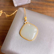 Load image into Gallery viewer, Silver Inlaid Natural Fine White Jade Pendant Necklace Vintage Style Retro Bohemian Charm Women&#39;s Jewelry
