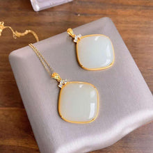 Load image into Gallery viewer, Silver Inlaid Natural Fine White Jade Pendant Necklace Vintage Style Retro Bohemian Charm Women&#39;s Jewelry
