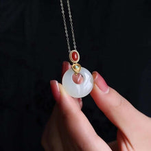 Load image into Gallery viewer, New Silver Inlaid Natural Fine White Jade Ring Pendant Necklace Vintage Retro Niche Design Charm Women&#39;s Brand Jewelry
