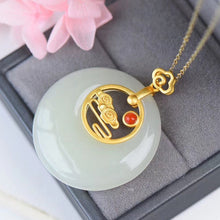 Load image into Gallery viewer, New Silver Inlaid Natural Fine White Jade Round Pendant Necklace Vintage Style Retro Charming Women&#39;s Jewelry
