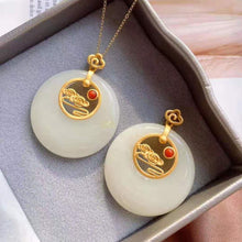 Load image into Gallery viewer, New Silver Inlaid Natural Fine White Jade Round Pendant Necklace Vintage Style Retro Charming Women&#39;s Jewelry
