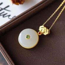 Load image into Gallery viewer, New Silver Inlaid Natural Fine White Jade Round Pendant Necklace Vintage Retro Charm Women&#39;s Jewelry
